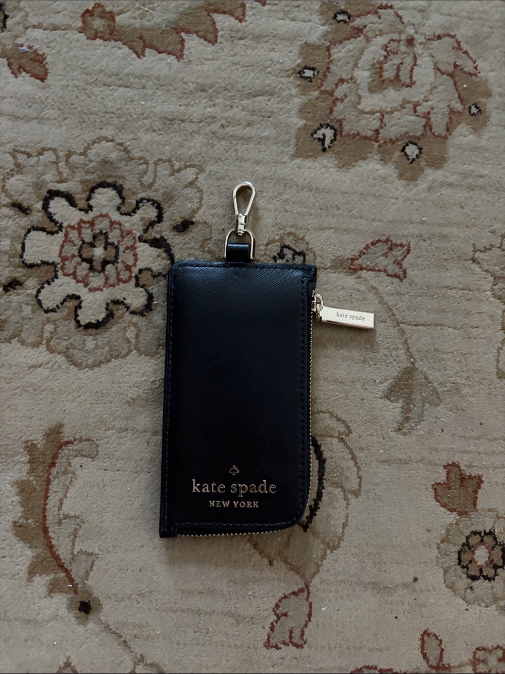 kate spade Black Leather Key Wallet with Clip
